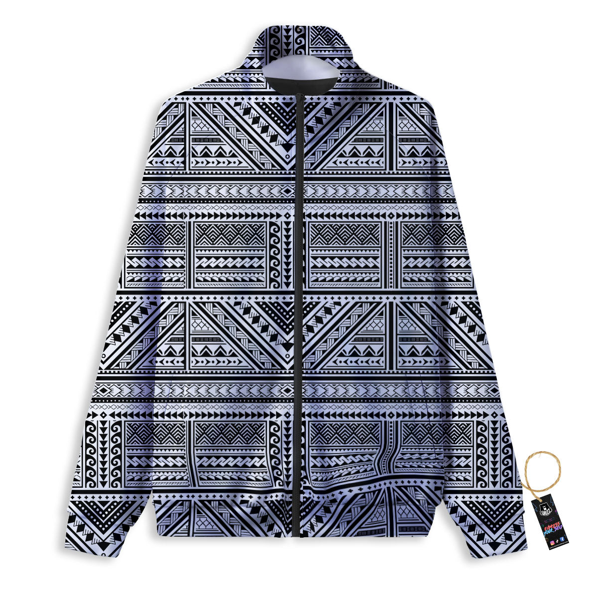 Tattoo Maori Polynesian Print Pattern Track Jacket-grizzshop