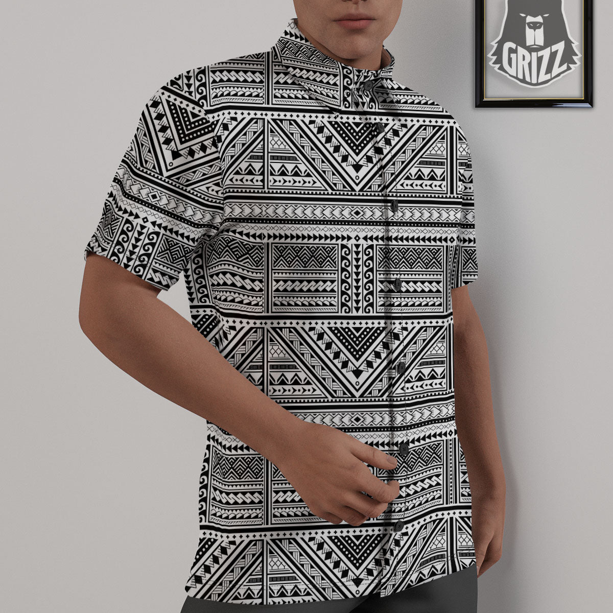 Tattoo Maori Polynesian Print Pattern Untucked Shirts-grizzshop