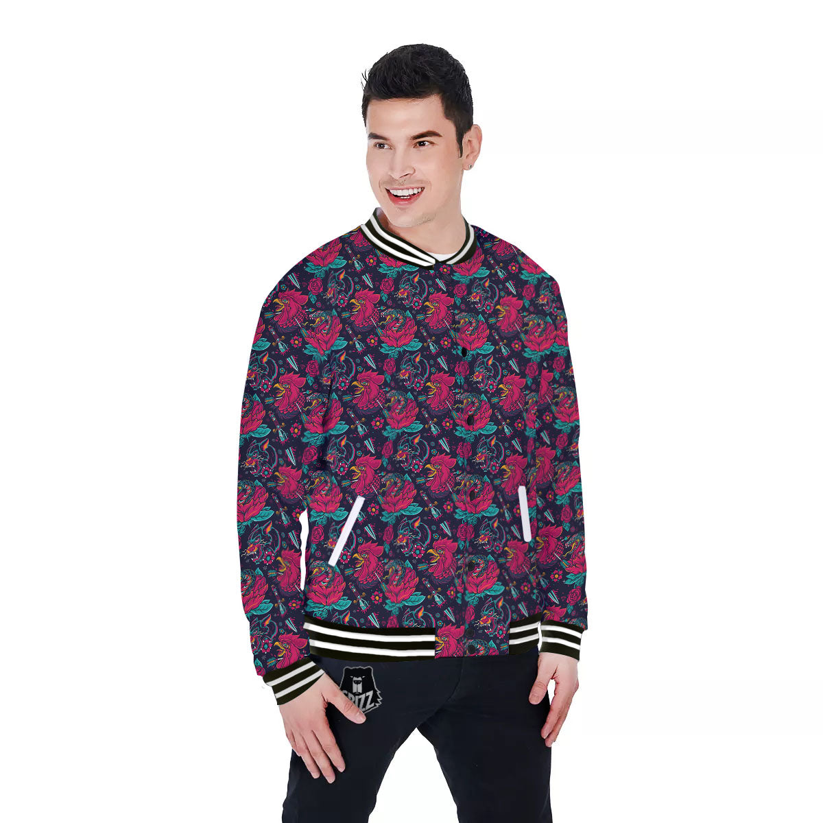 Tattoo Old School Print Pattern Baseball Jacket-grizzshop