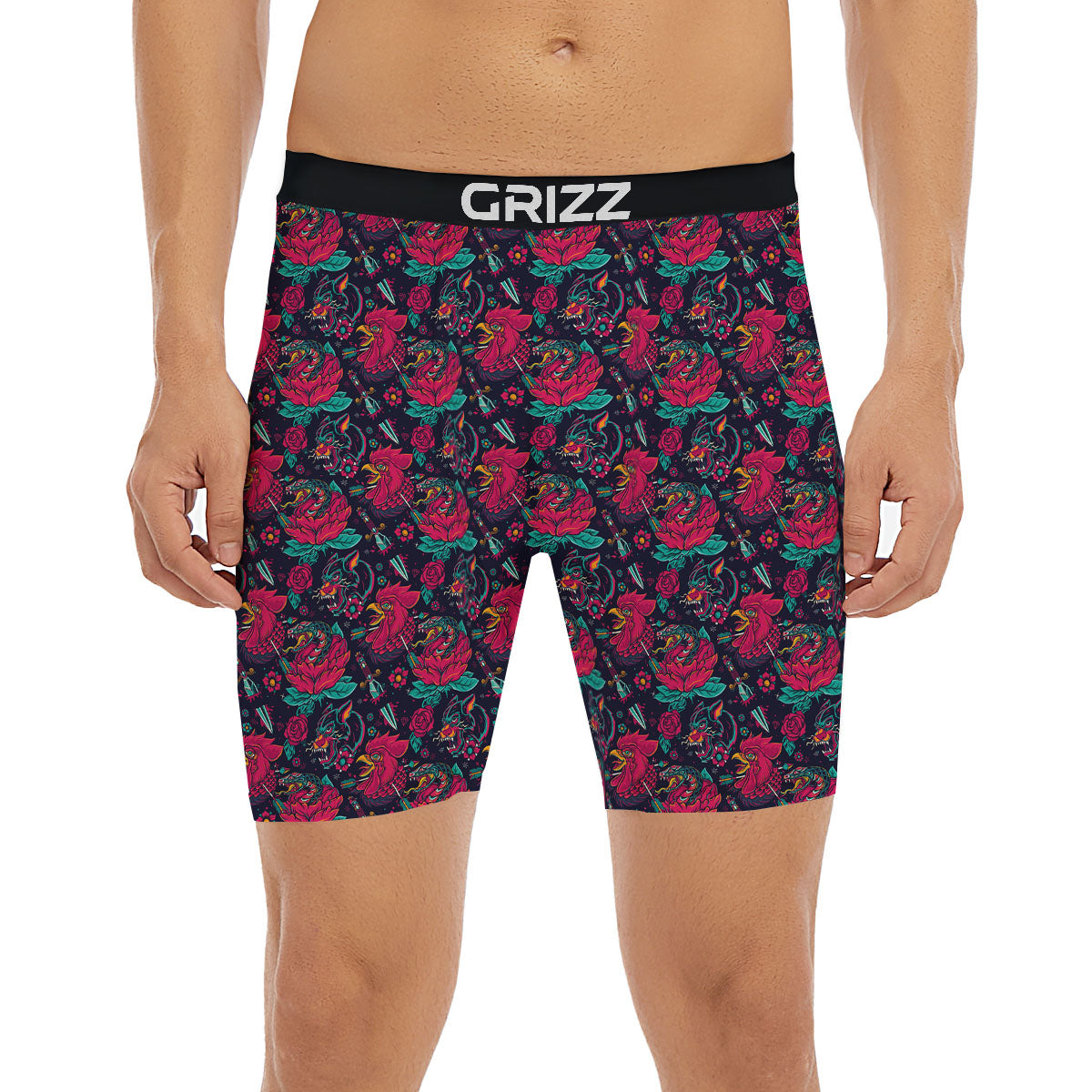 Tattoo Old School Print Pattern Boxer Briefs-grizzshop