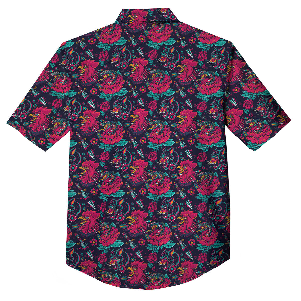 Tattoo Old School Print Pattern Button Up Shirt-grizzshop
