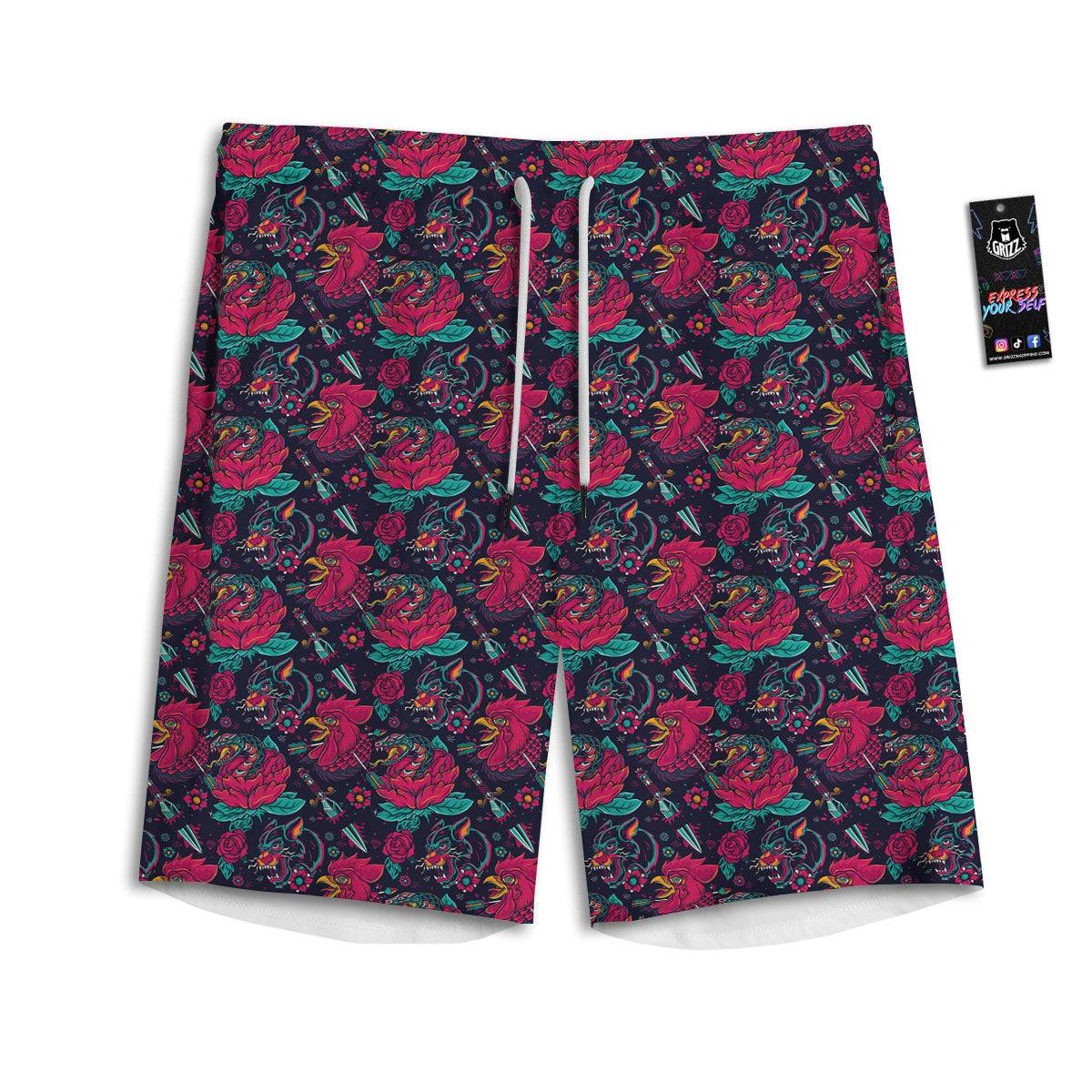 Tattoo Old School Print Pattern Men's Athletic Shorts