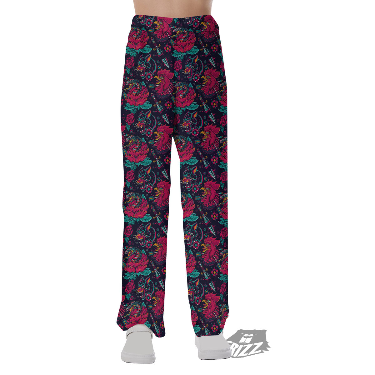 Tattoo Old School Print Pattern Pajama Pants-grizzshop