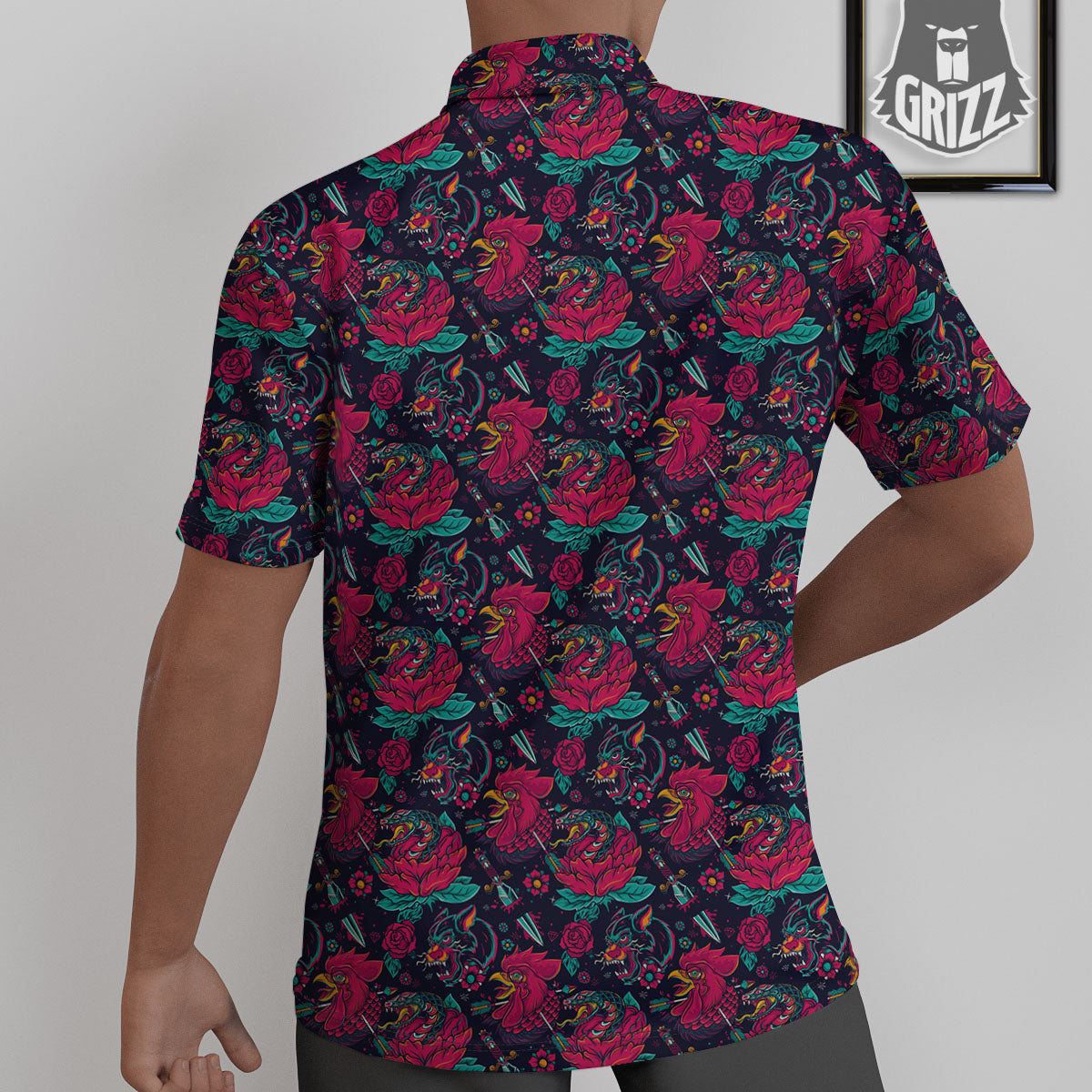 Tattoo Old School Print Pattern Untucked Shirts-grizzshop