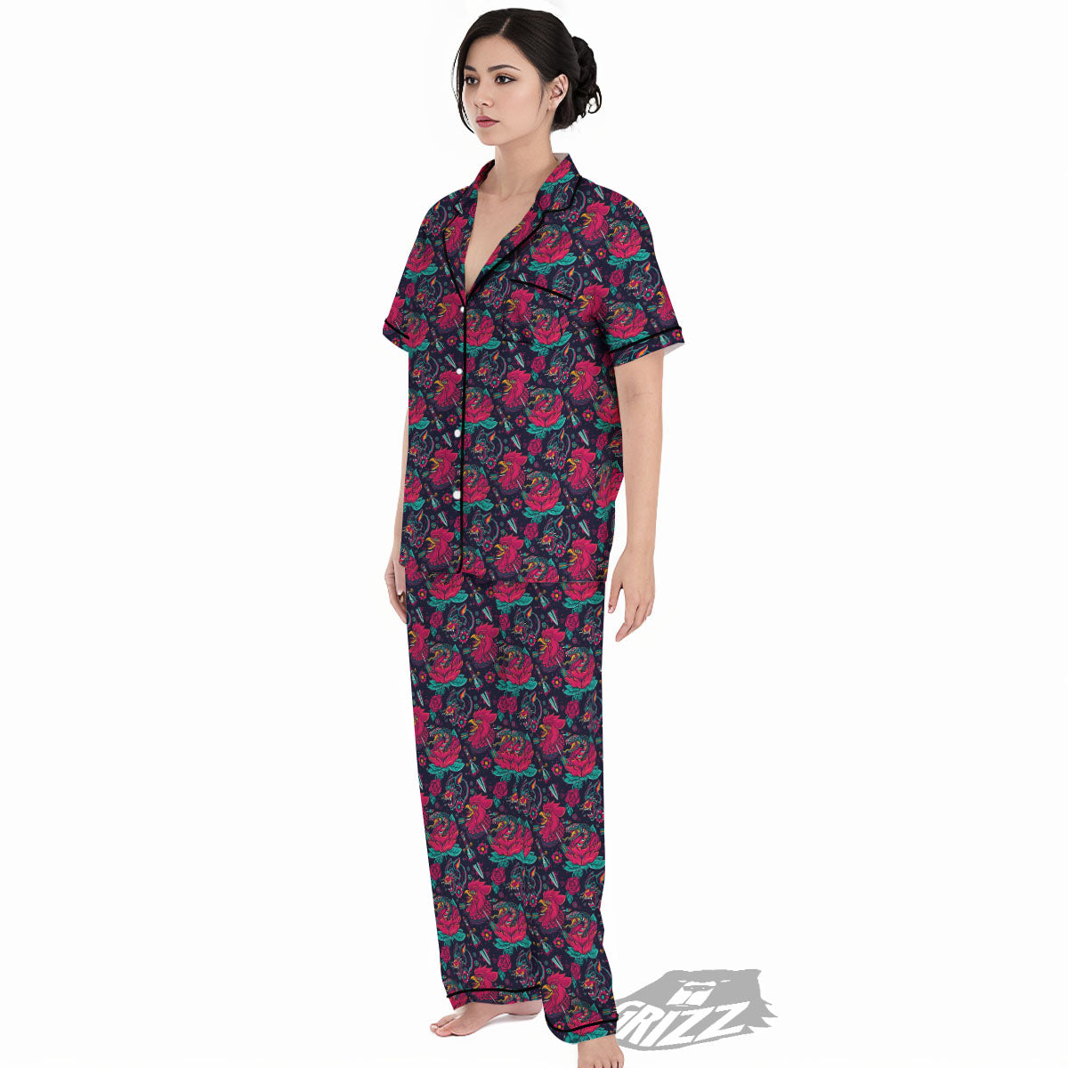 Tattoo Old School Print Pattern Women's Pajamas Set-grizzshop