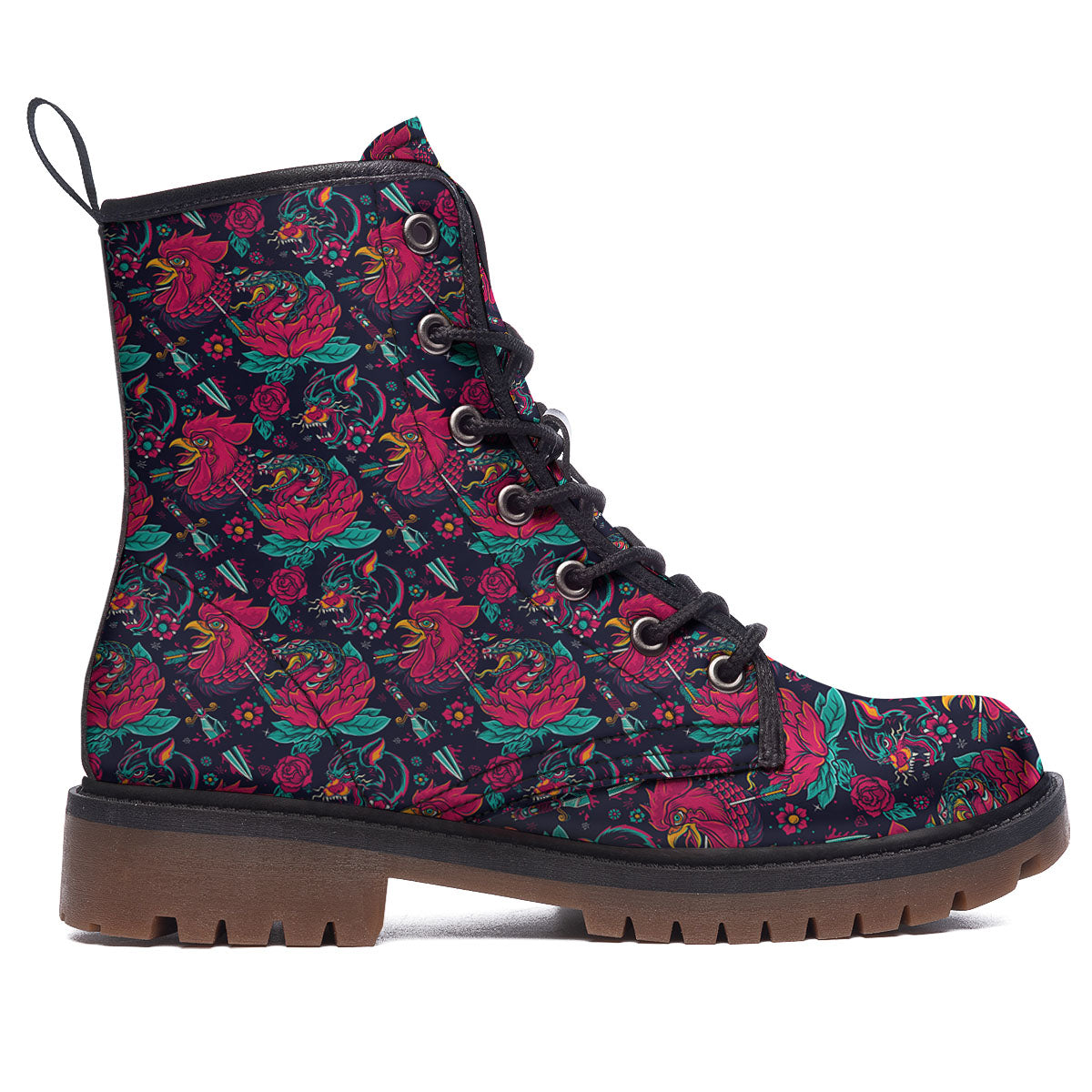 Tattoo Old School Print Pattern Work Boots-grizzshop