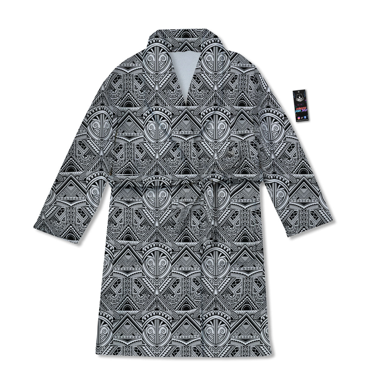Tattoo Polynesian Tribal Print Pattern Bathrobe-grizzshop
