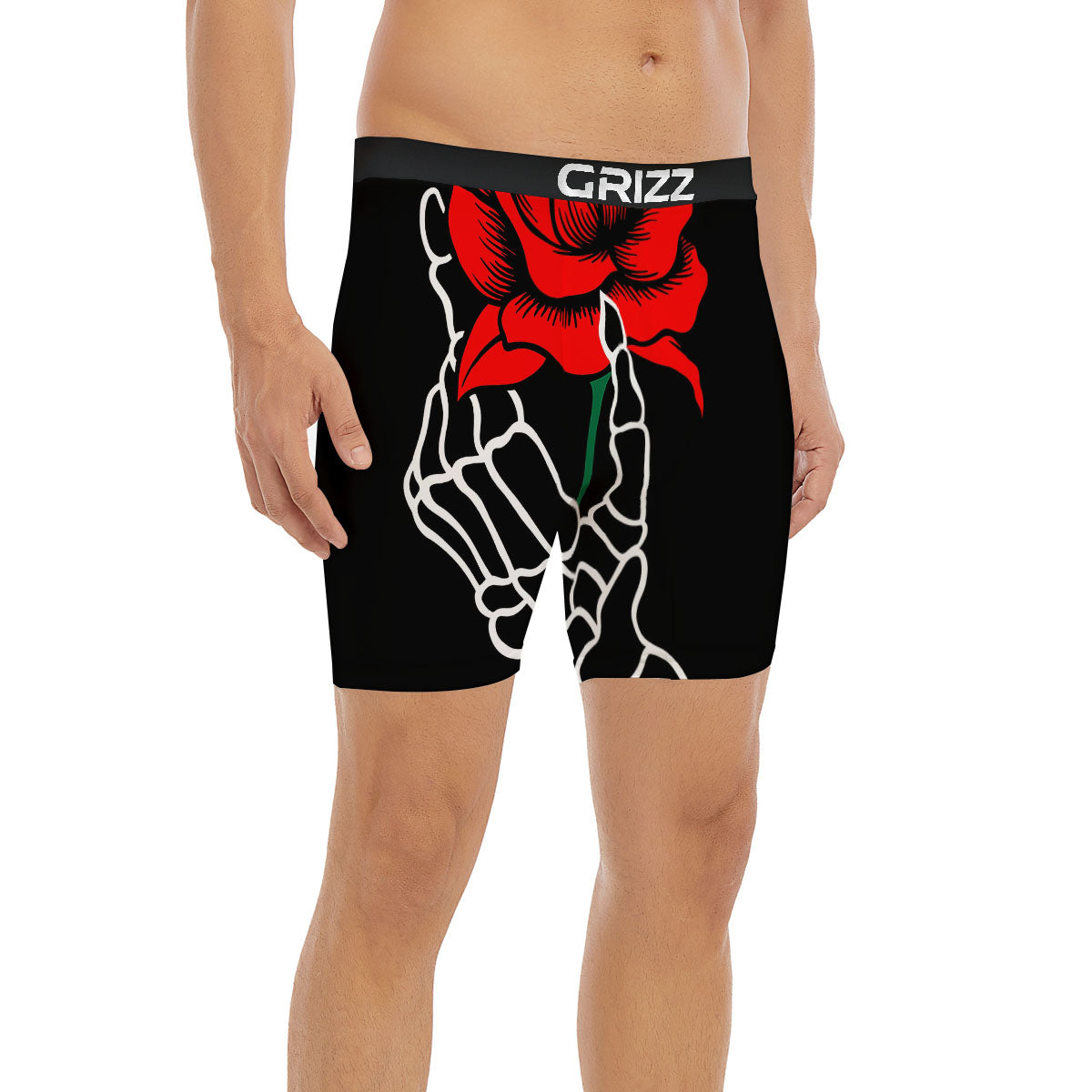 Tattoo Red Roses Print Boxer Briefs-grizzshop