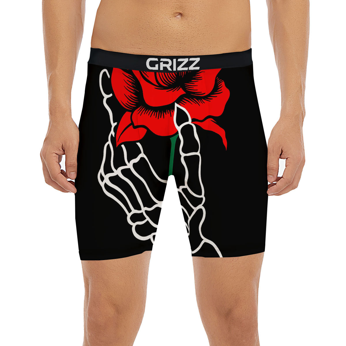 Tattoo Red Roses Print Boxer Briefs-grizzshop