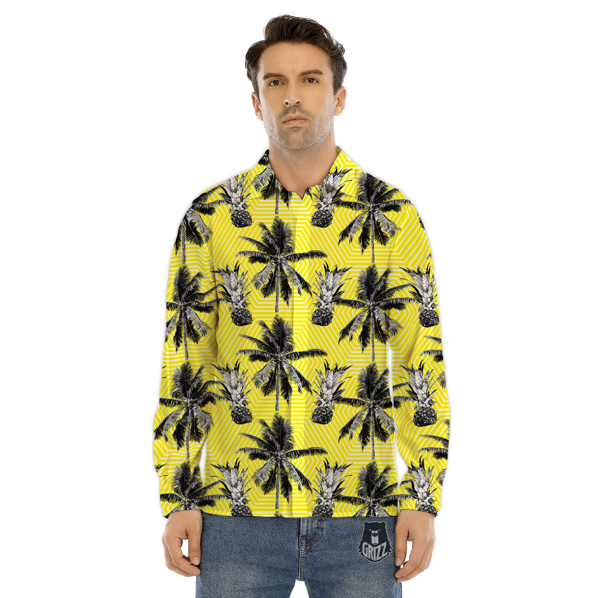 Tattoo Red Roses Print Men's Dress Shirts-grizzshop