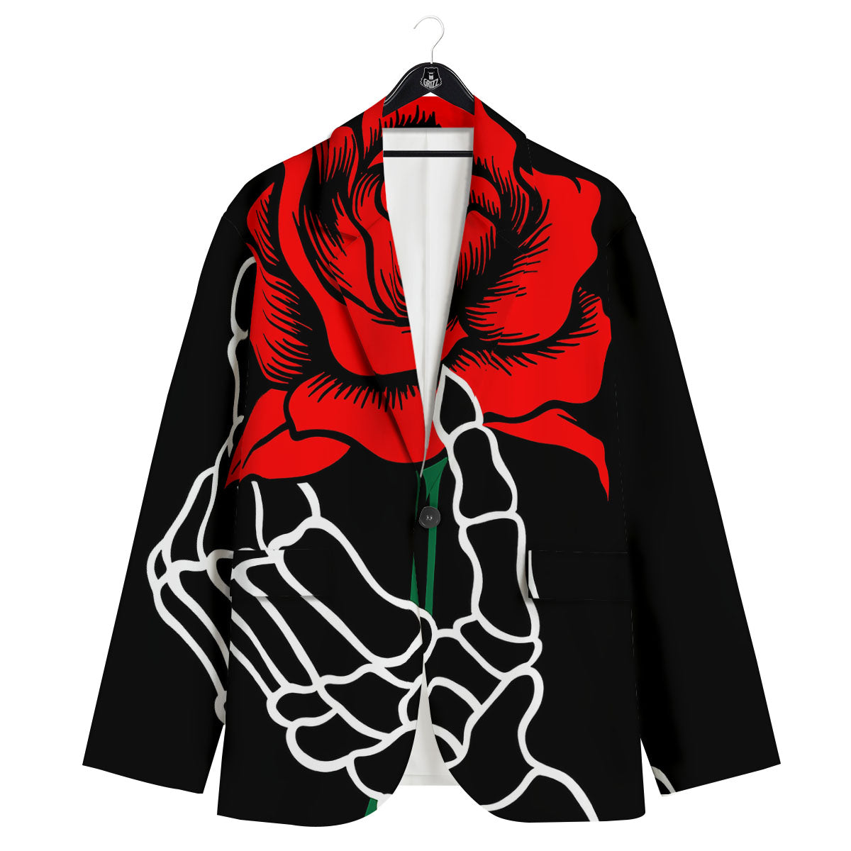 Tattoo Red Roses Print Men's Sport Coat-grizzshop