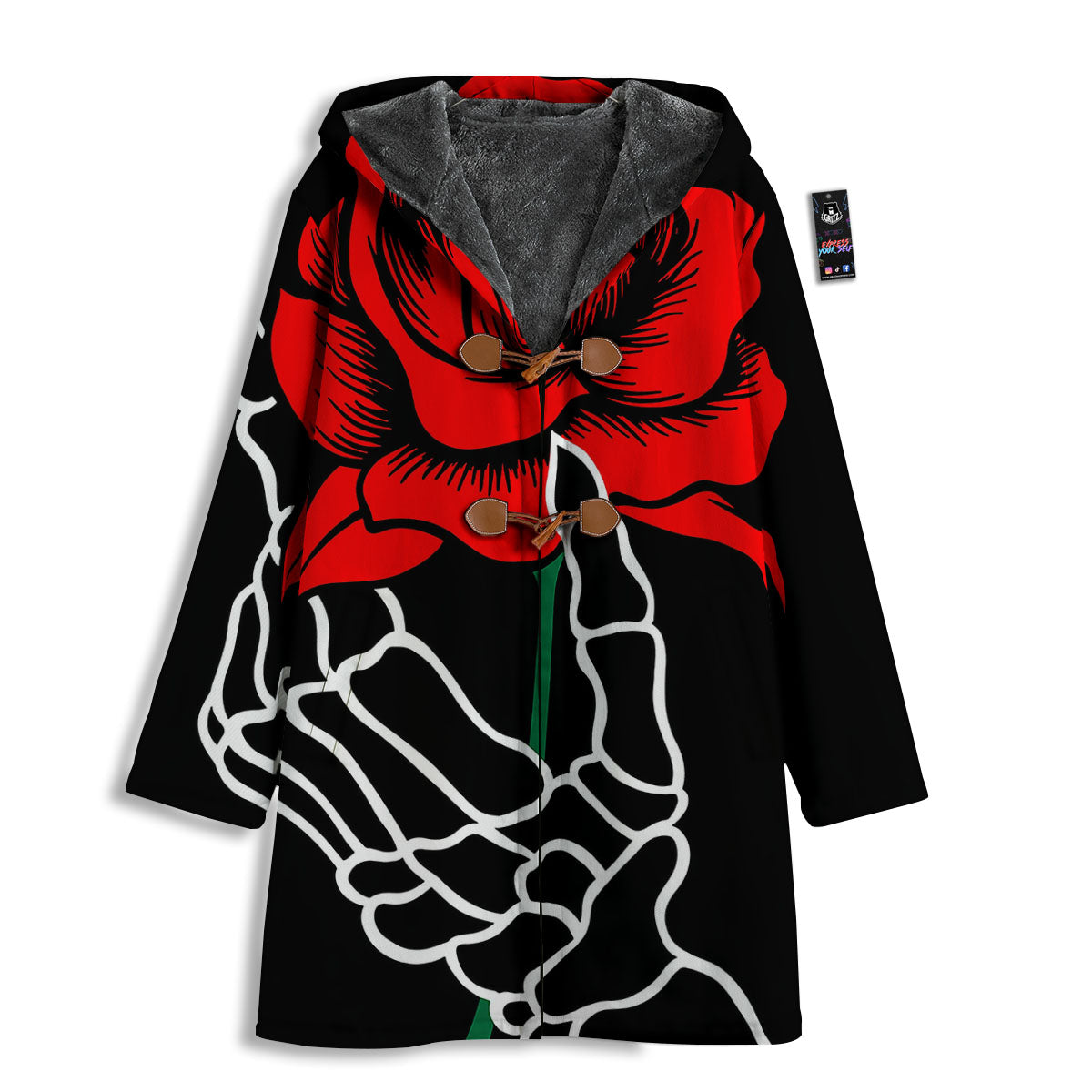 Tattoo Red Roses Print Men's Windbreaker Jacket-grizzshop