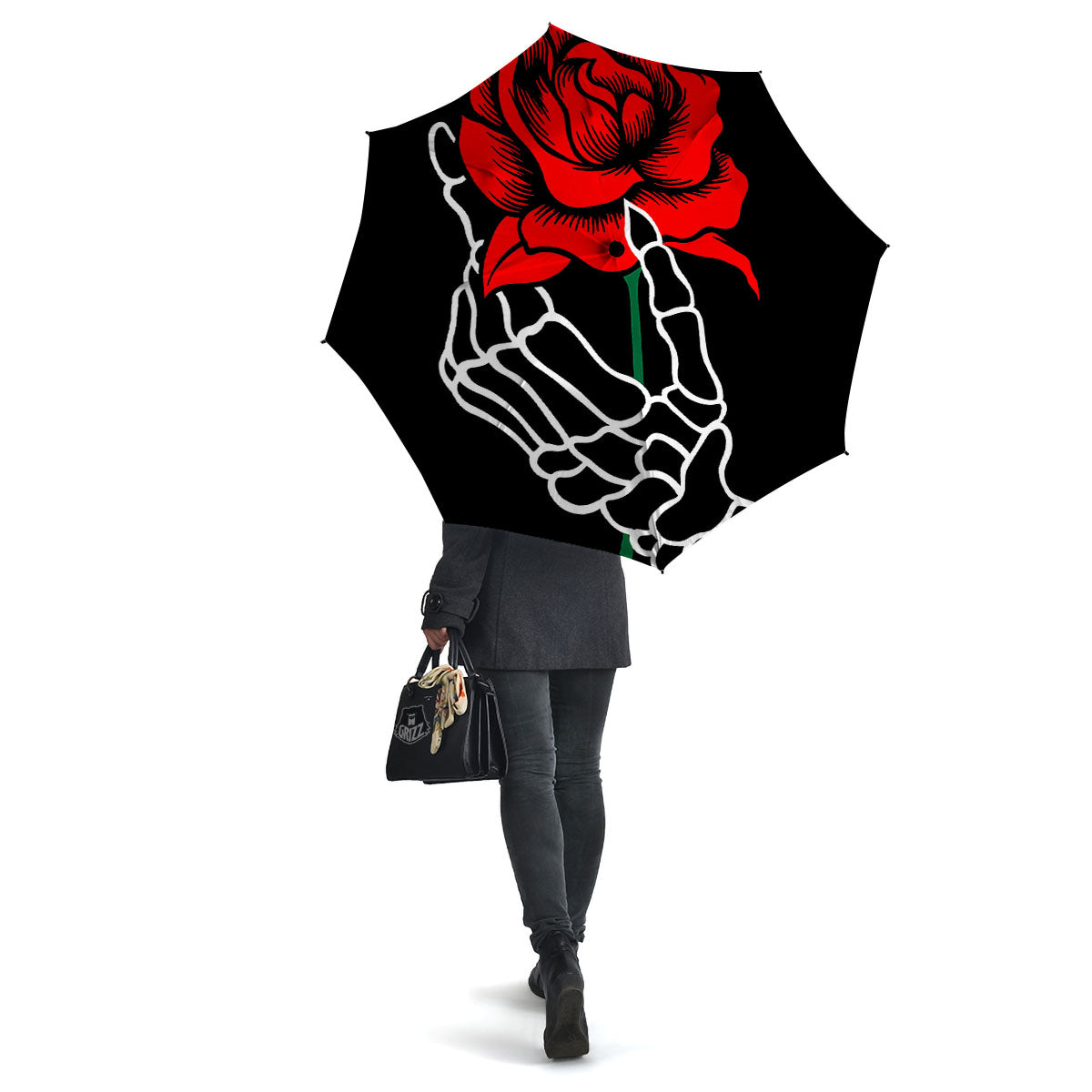 Tattoo Red Roses Print Umbrella-grizzshop