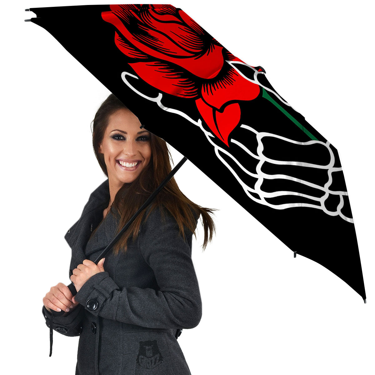 Tattoo Red Roses Print Umbrella-grizzshop