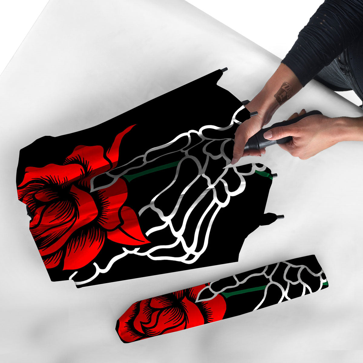 Tattoo Red Roses Print Umbrella-grizzshop