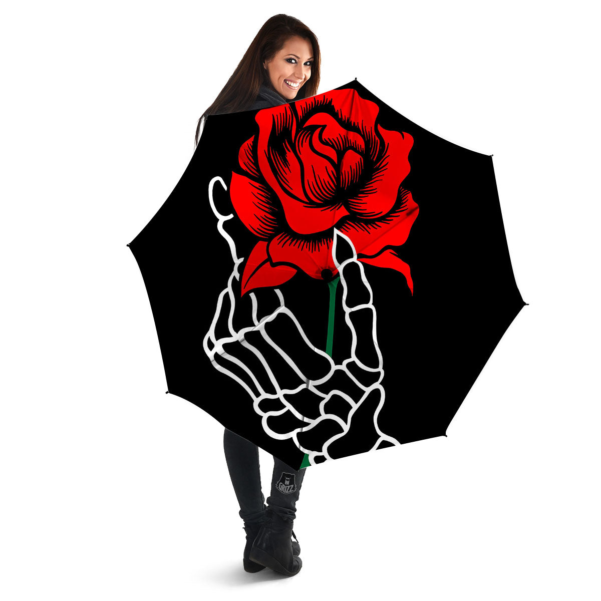 Tattoo Red Roses Print Umbrella-grizzshop