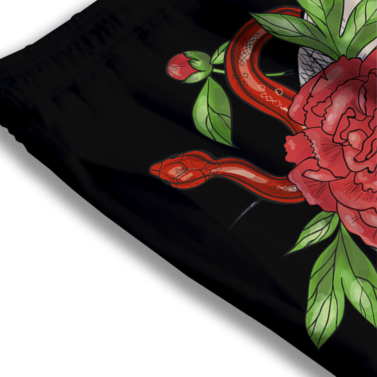 Tattoo Roses And Skull Print Mesh Shorts