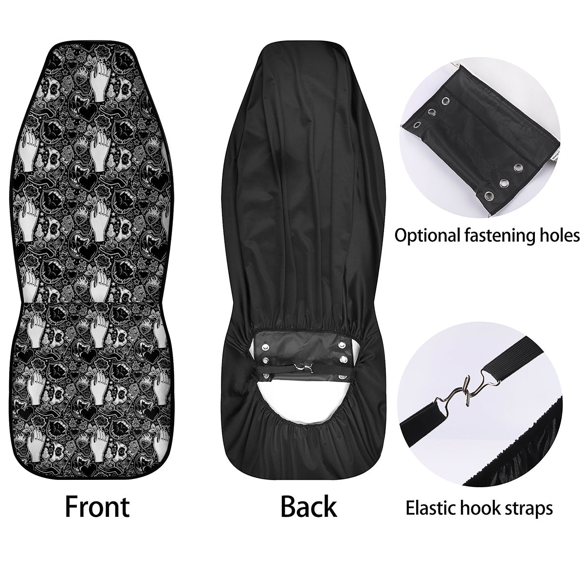 Tattoo Vampire Black and White Print Pattern Car Seat Covers-grizzshop