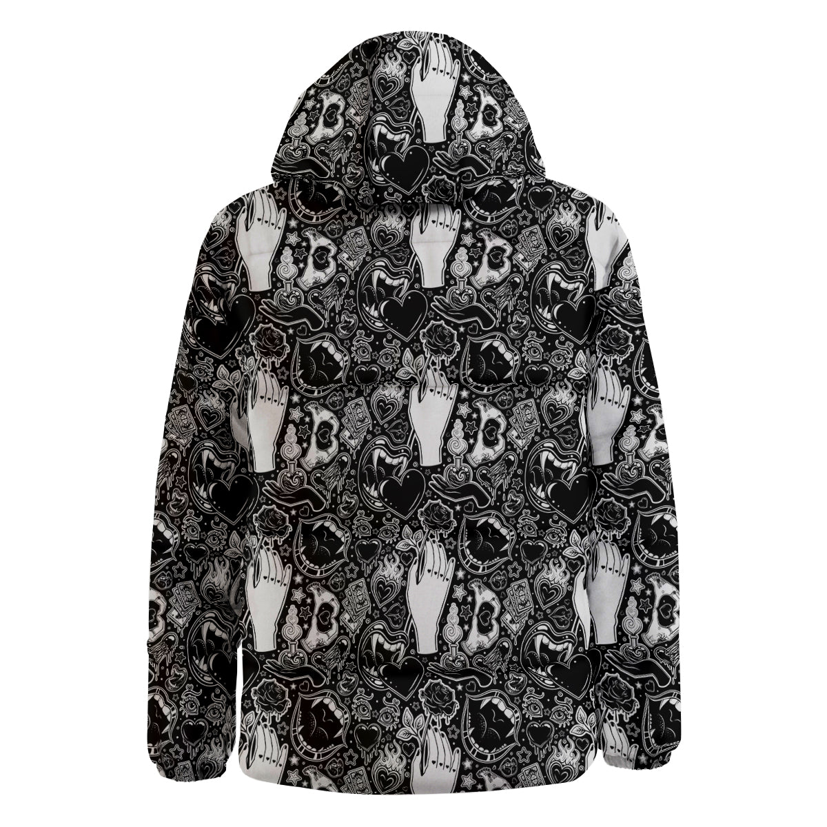 Tattoo Vampire Black and White Print Pattern Down Jacket-grizzshop