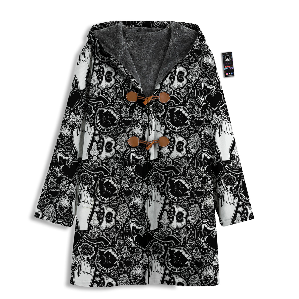 Tattoo Vampire Black and White Print Pattern Men's Windbreaker Jacket-grizzshop