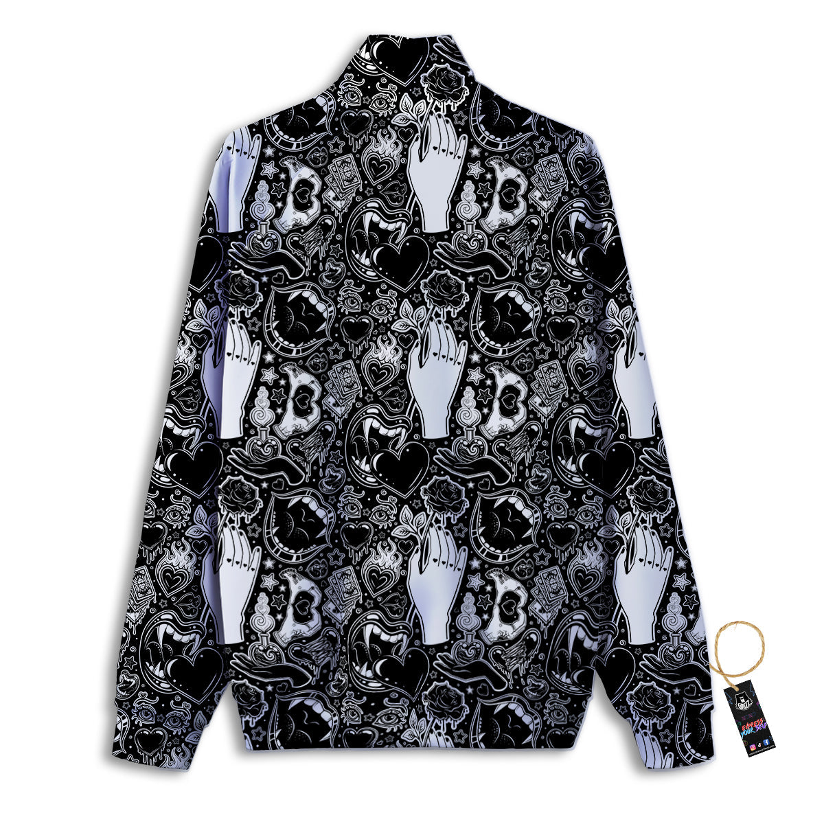 Tattoo Vampire Black and White Print Pattern Track Jacket-grizzshop