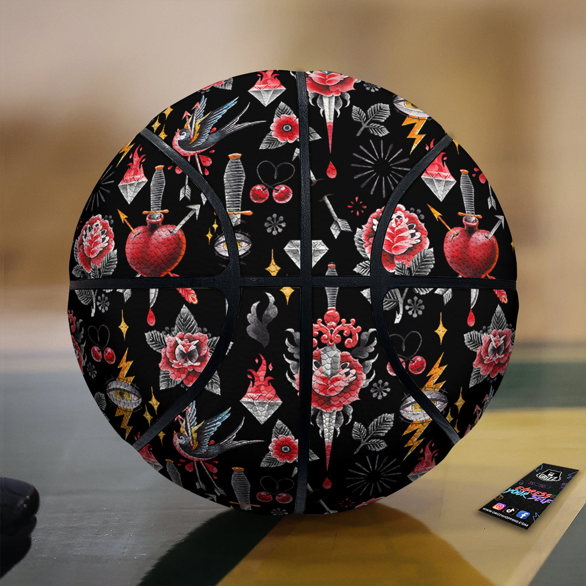 Tattoo Watercolor Print Pattern Basketball