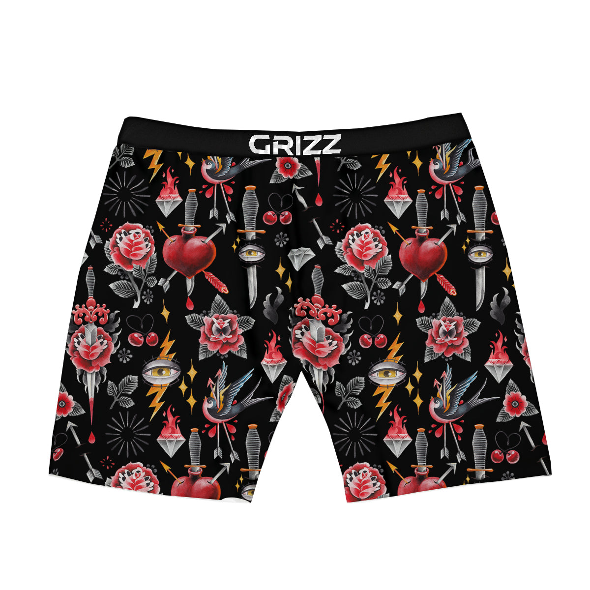 Tattoo Watercolor Print Pattern Boxer Briefs-grizzshop