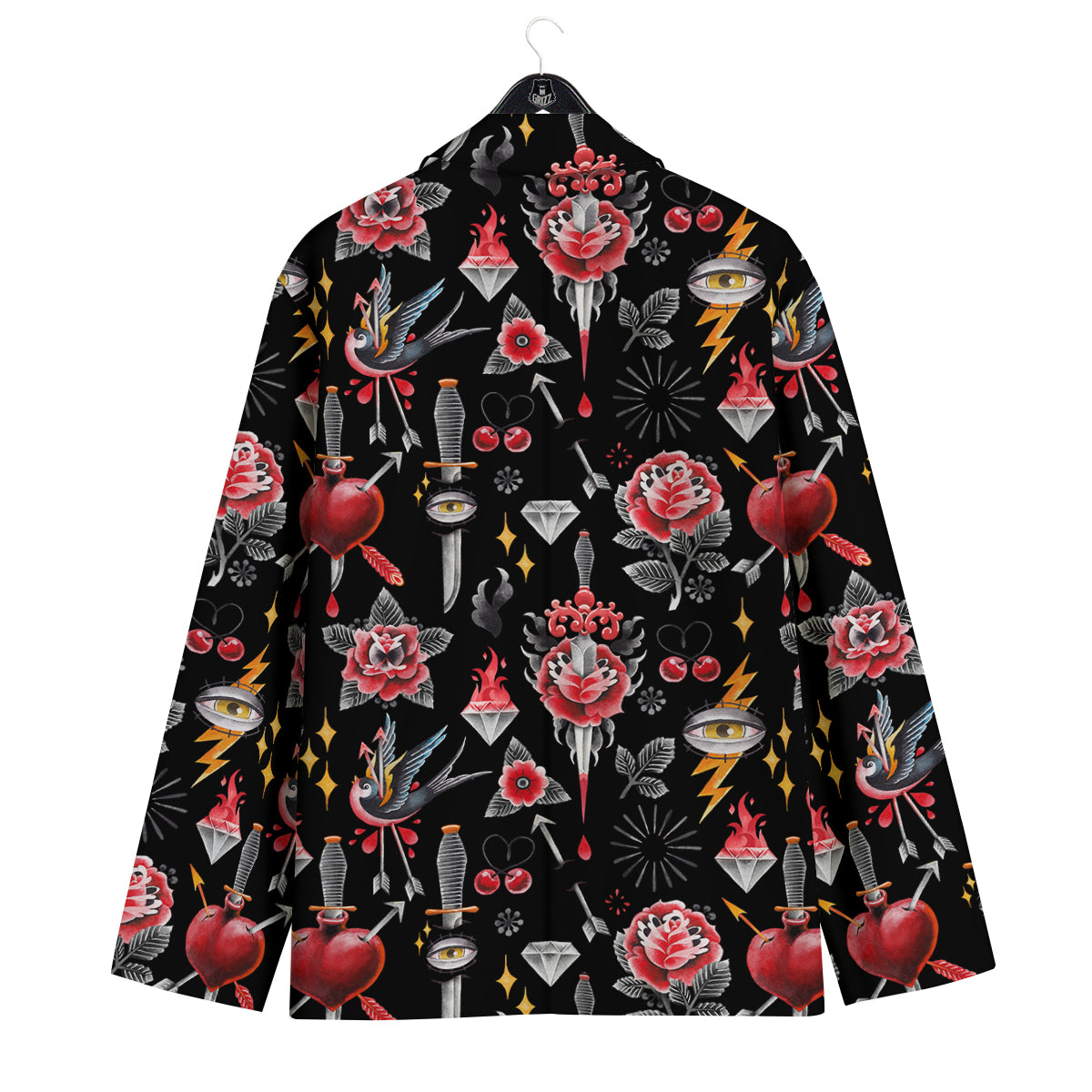 Tattoo Watercolor Print Pattern Men's Sport Coat-grizzshop