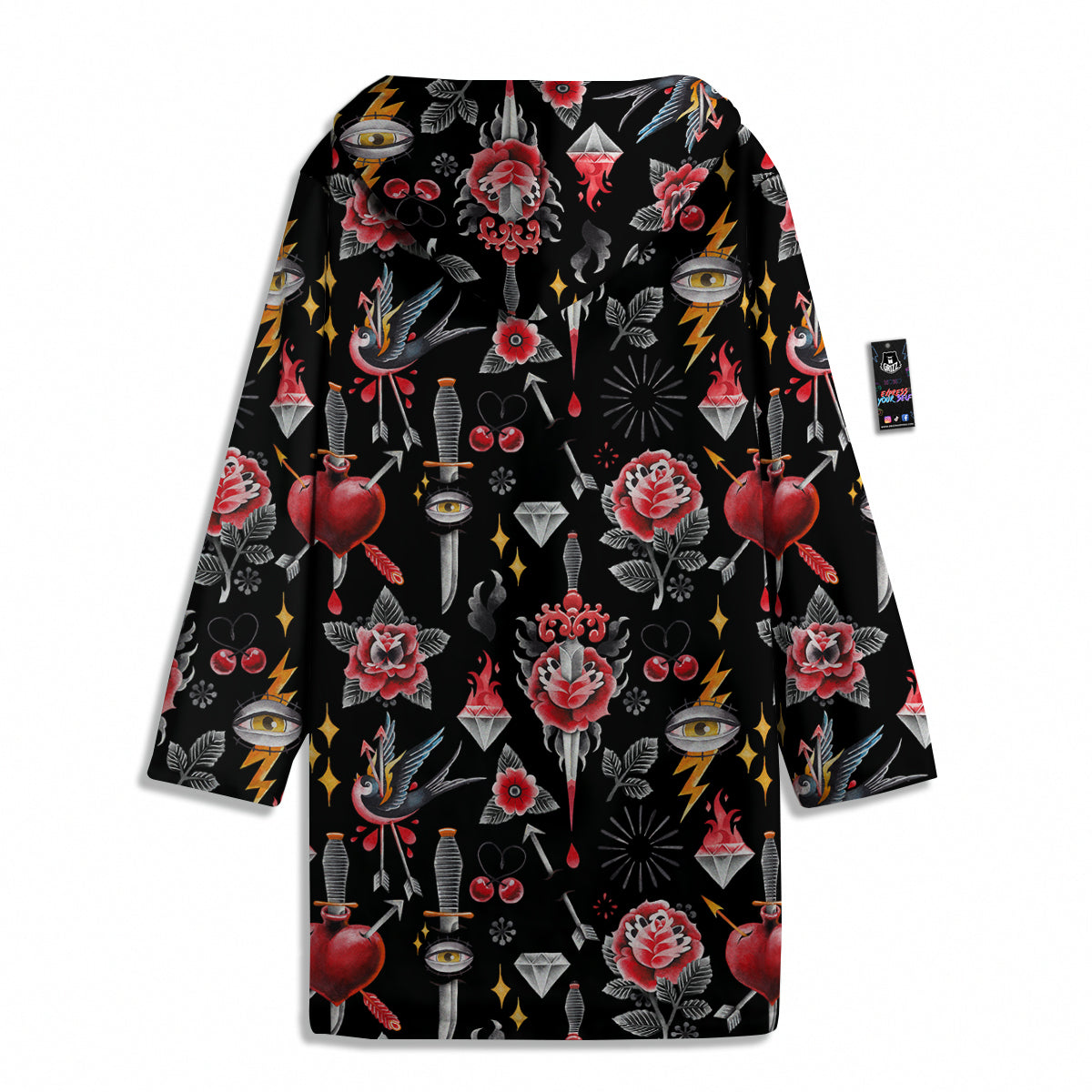 Tattoo Watercolor Print Pattern Men's Windbreaker Jacket-grizzshop