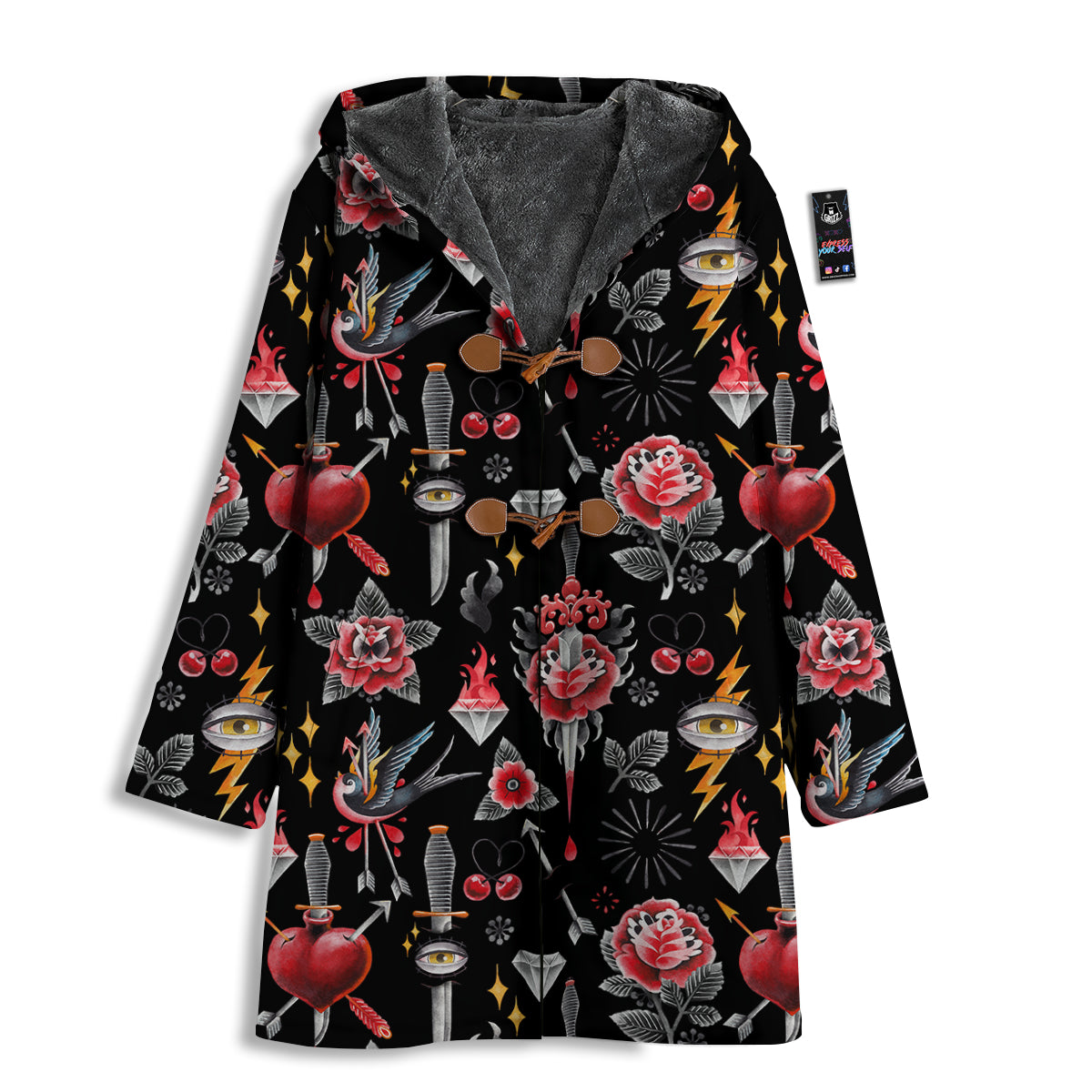 Tattoo Watercolor Print Pattern Men's Windbreaker Jacket-grizzshop