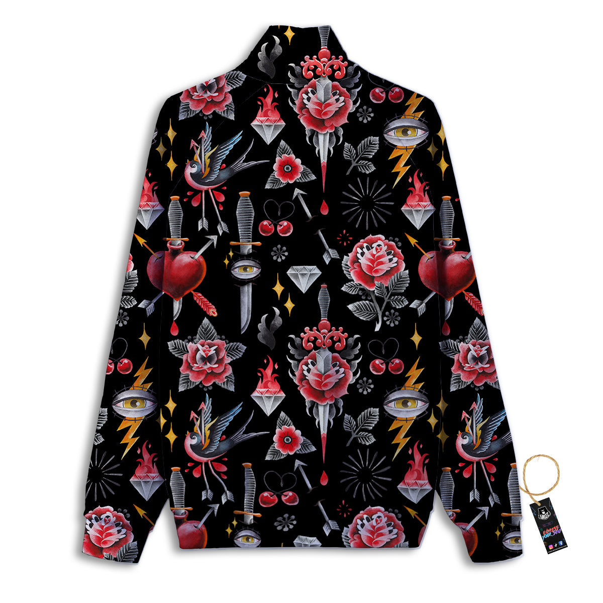 Tattoo Watercolor Print Pattern Track Jacket-grizzshop