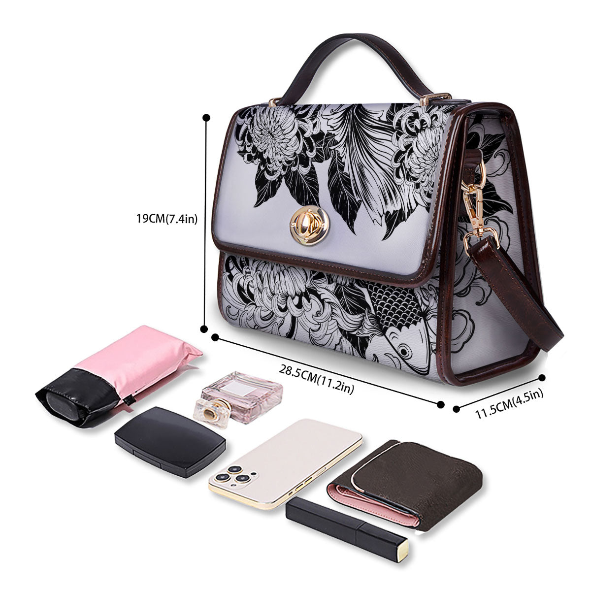 Tattoo Japanese Elemental Print Women's Satchel Bag