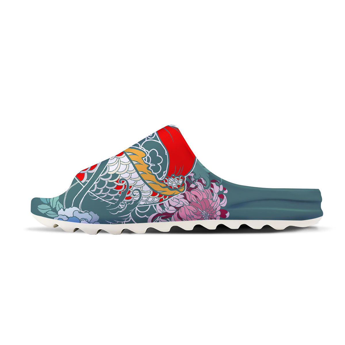 Tattoo Japanese Koi And Flower Print Sandals-grizzshop