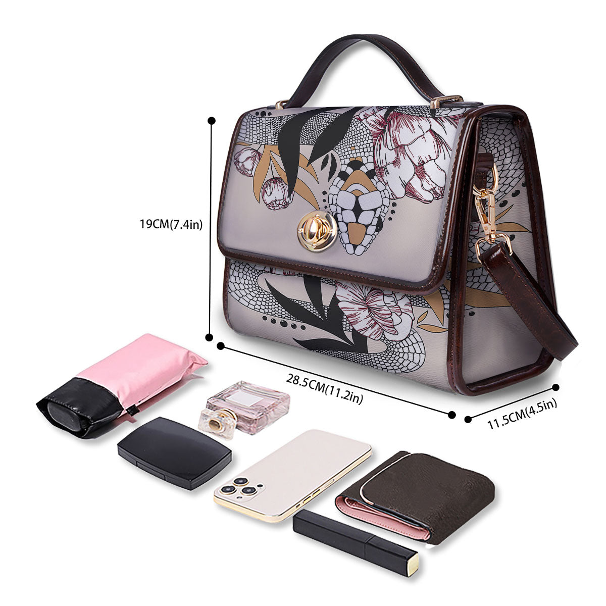 Tattoo Japanese Snake Print Women's Satchel Bag