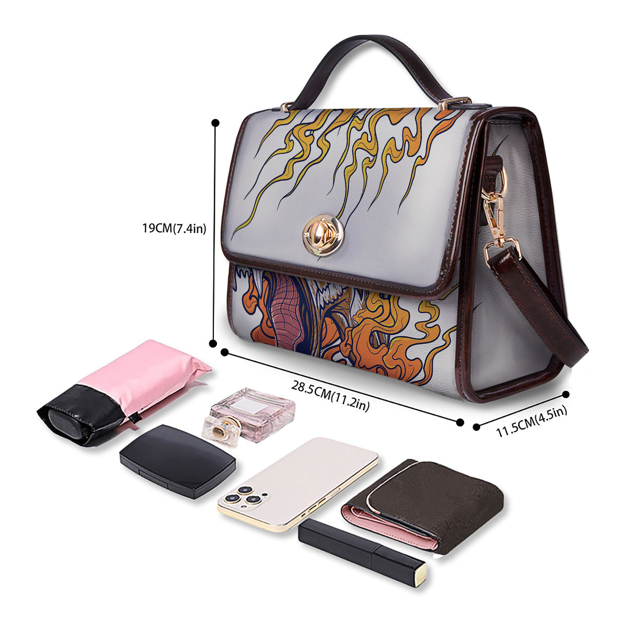 Tattoo Japanese Tiger Print Women's Satchel Bag
