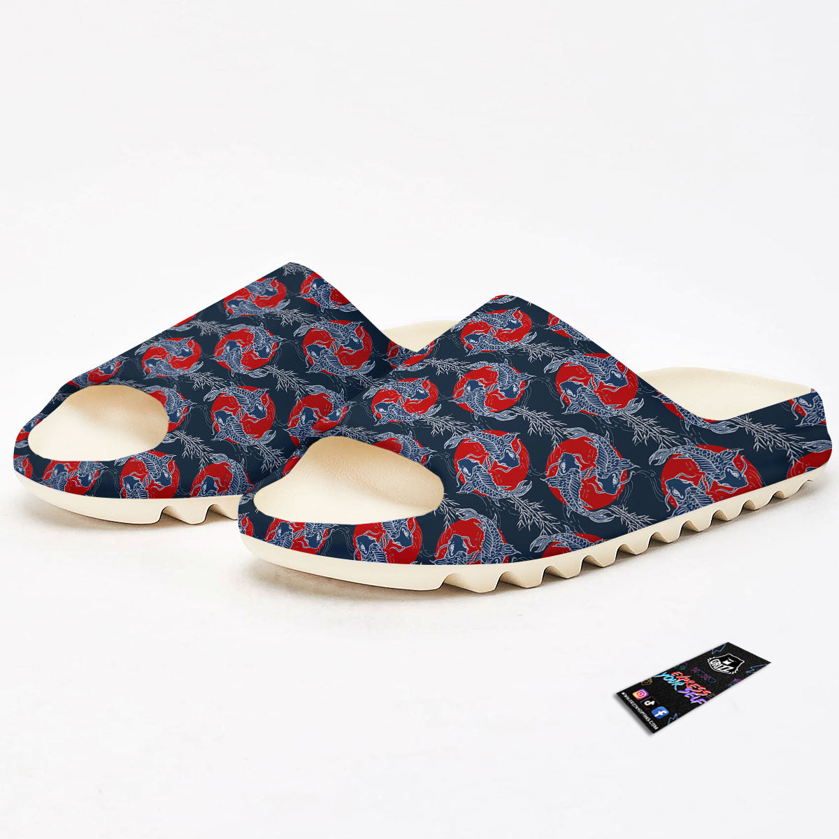 Tattoo Koi Fish Japanese Print Pattern Sandals-grizzshop