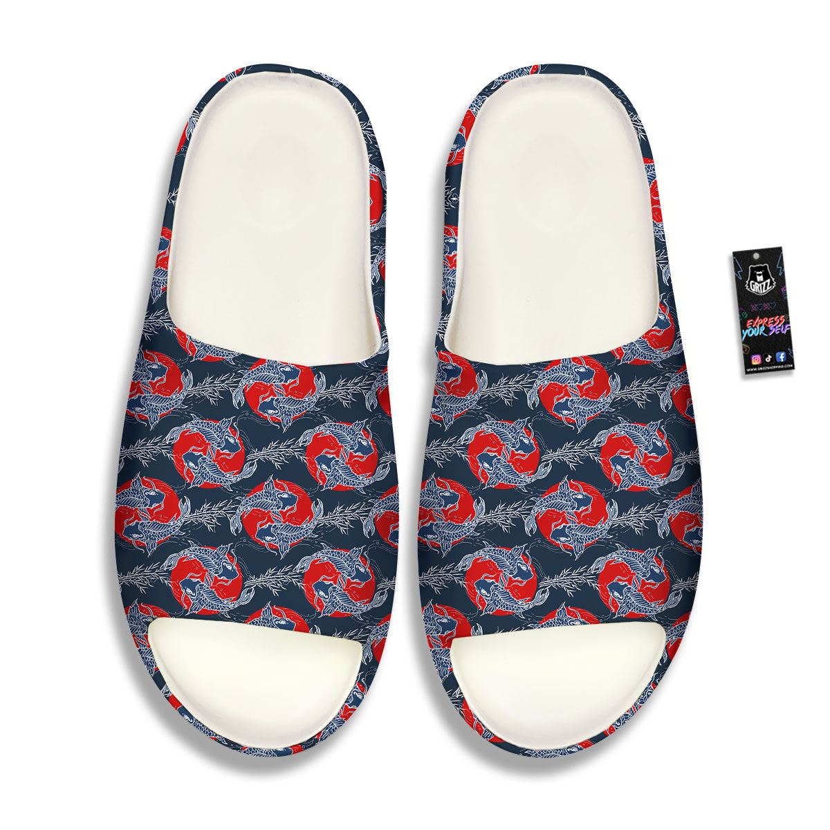 Tattoo Koi Fish Japanese Print Pattern Sandals-grizzshop