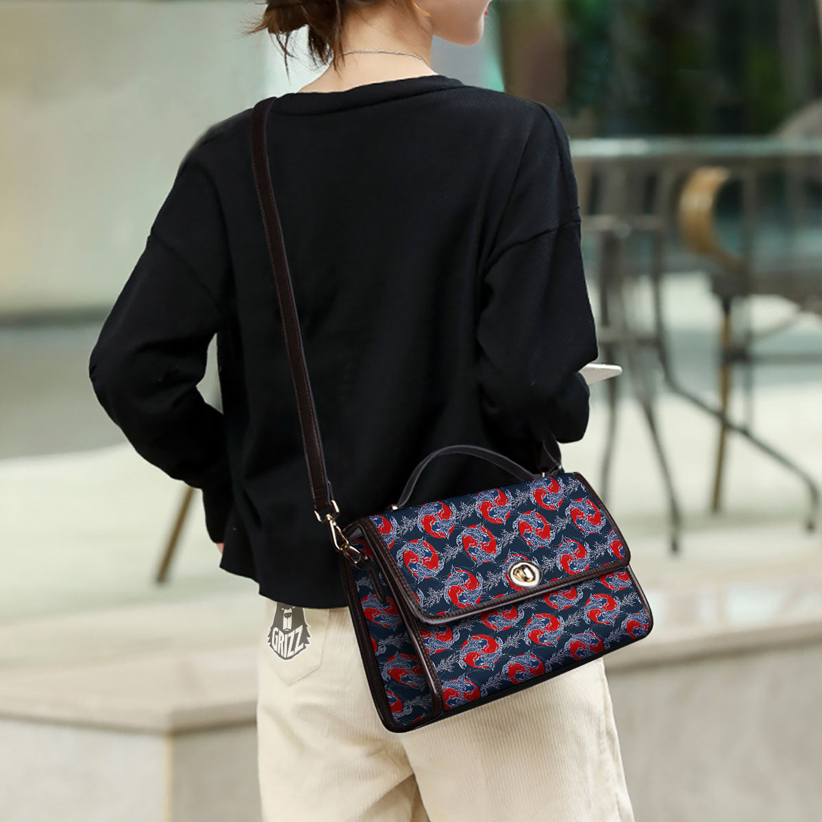 Tattoo Koi Fish Japanese Print Pattern Women's Satchel Bag