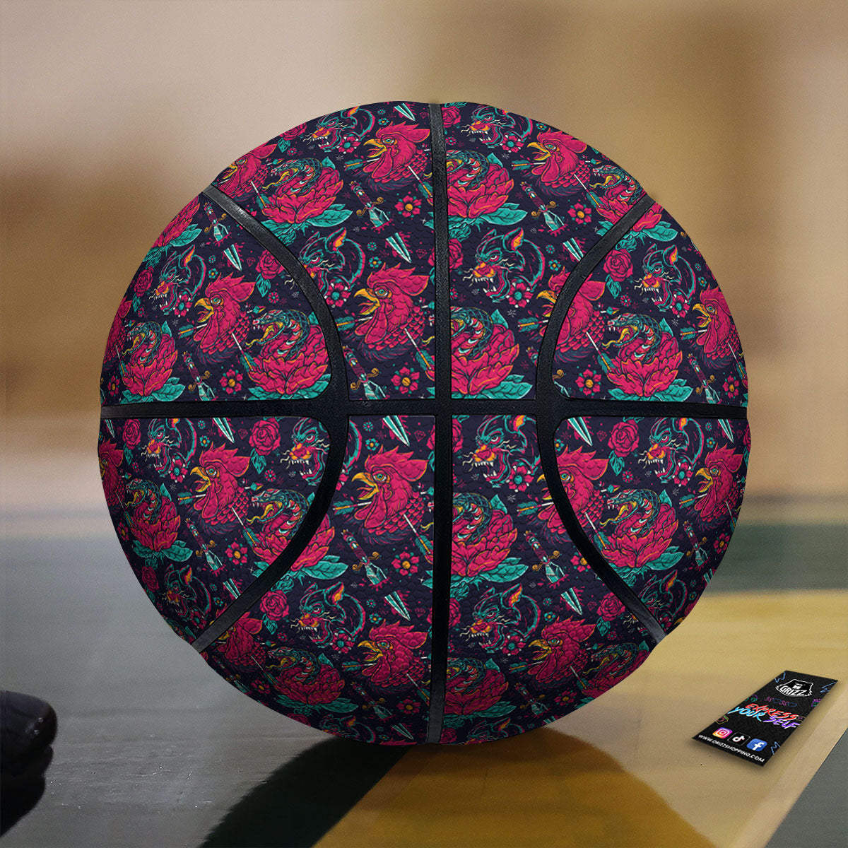 Tattoo Old School Print Pattern Basketball