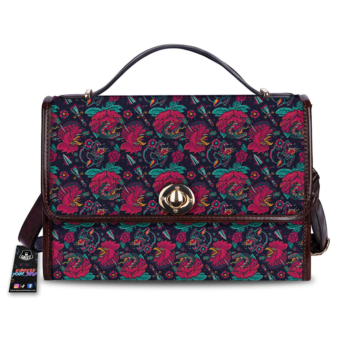 Tattoo Old School Print Pattern Women's Satchel Bag