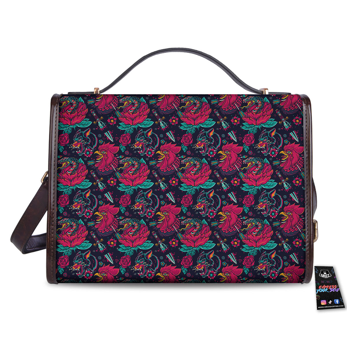 Tattoo Old School Print Pattern Women's Satchel Bag