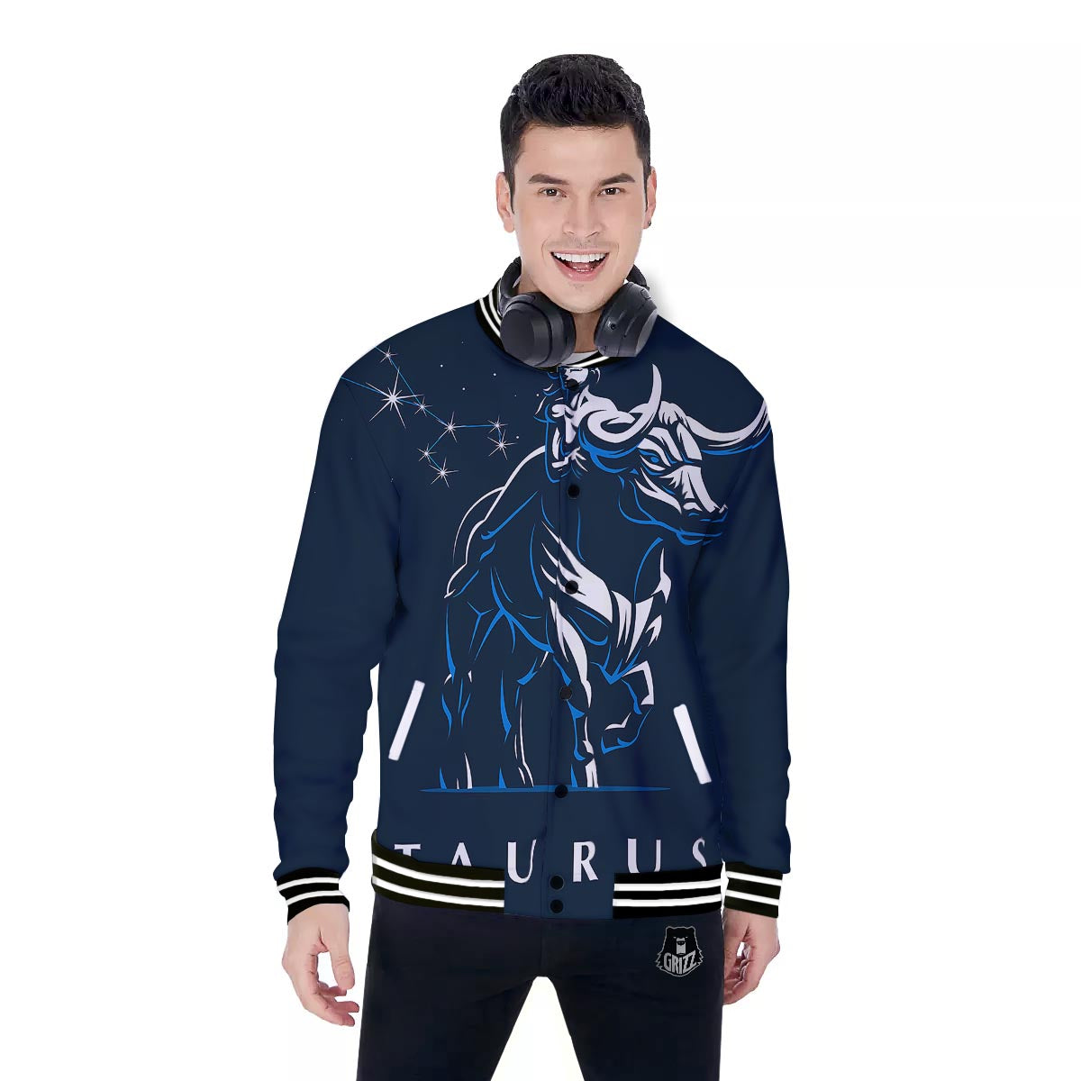 Taurus Constellation Sign Print Baseball Jacket-grizzshop
