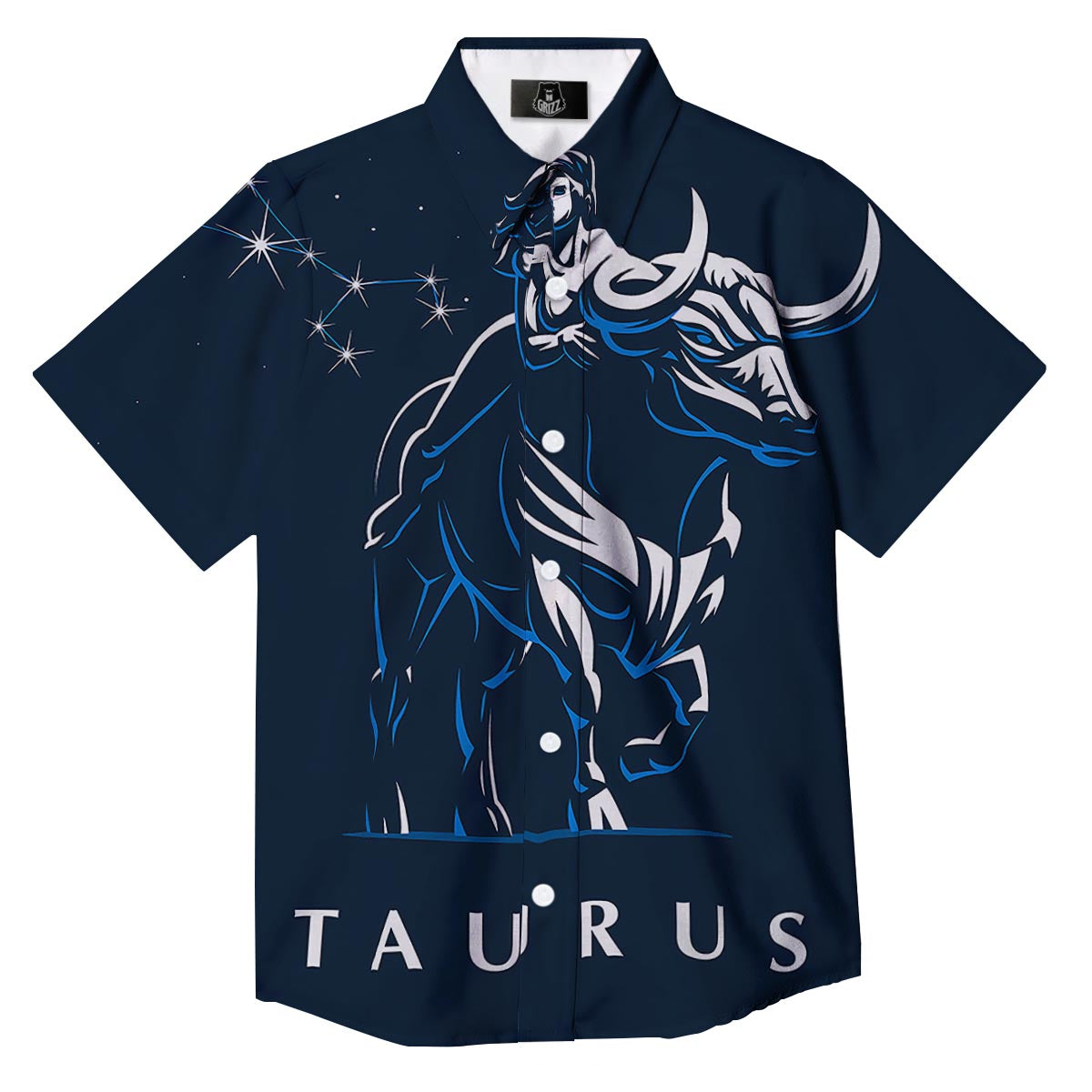 Taurus Constellation Sign Print Button Up Shirt-grizzshop