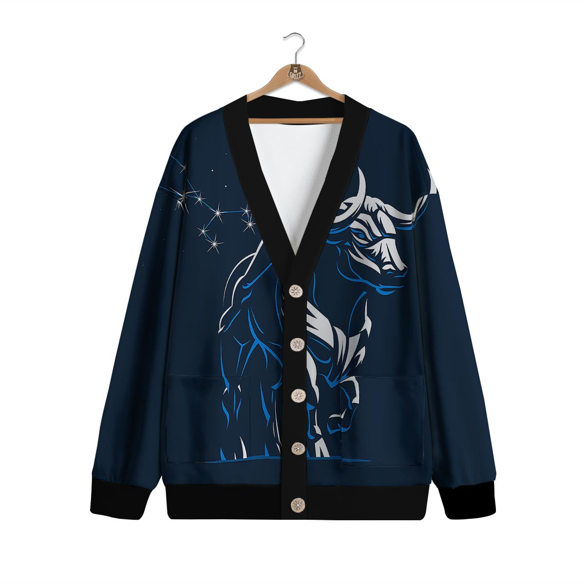 Taurus Constellation Sign Print Cardigan-grizzshop