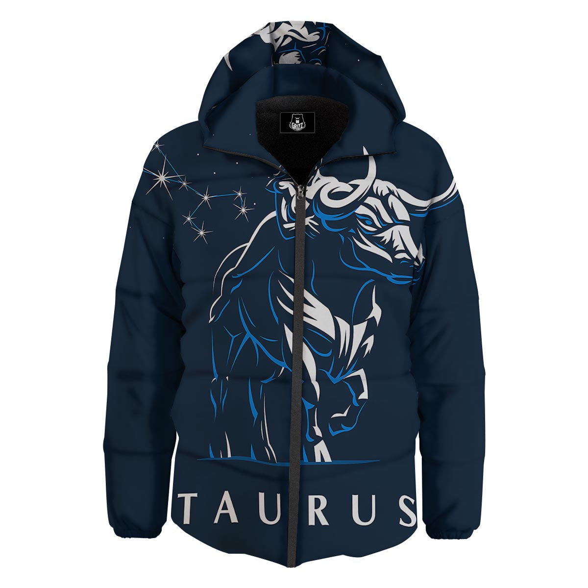 Taurus Constellation Sign Print Down Jacket-grizzshop