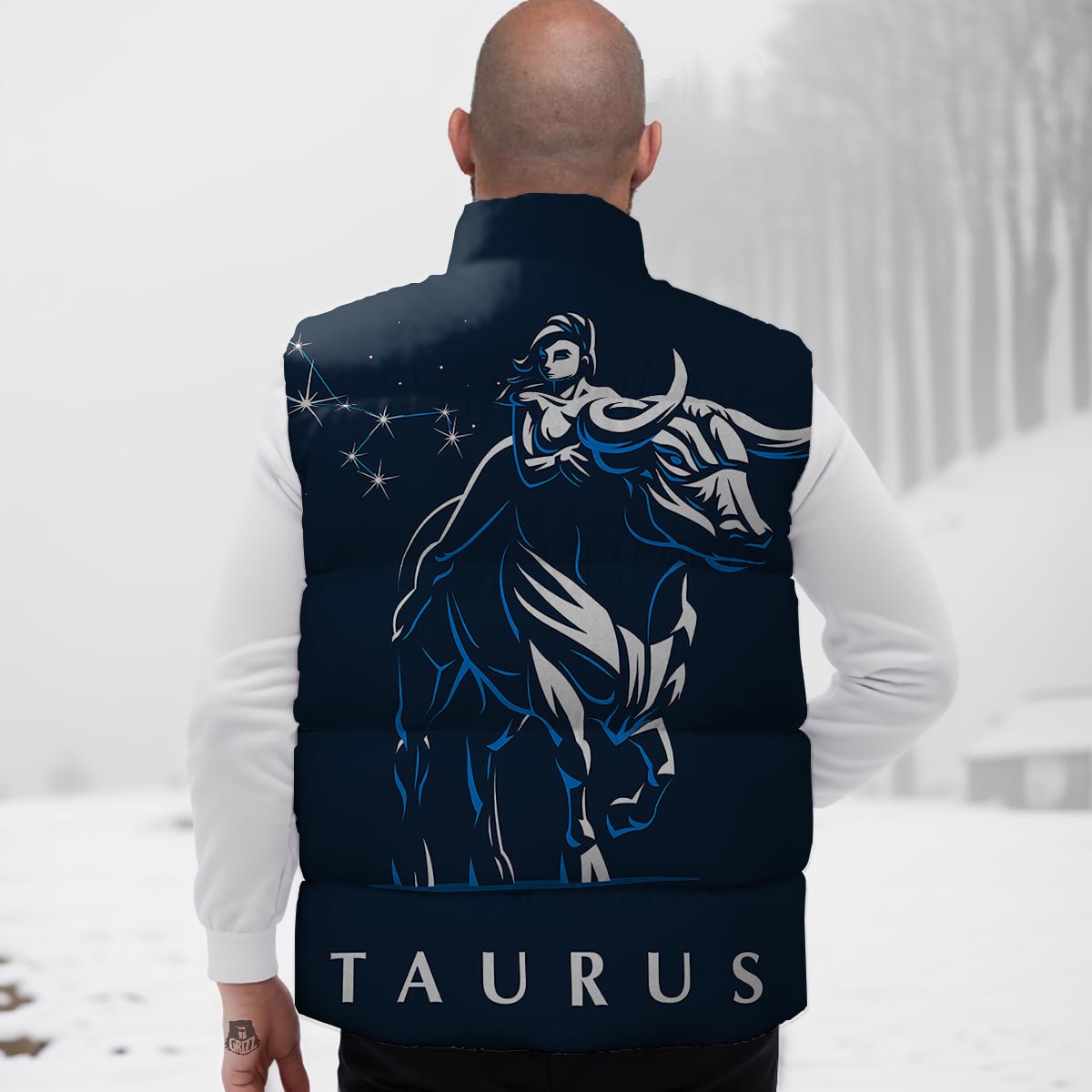 Taurus Constellation Sign Print Down Vest
