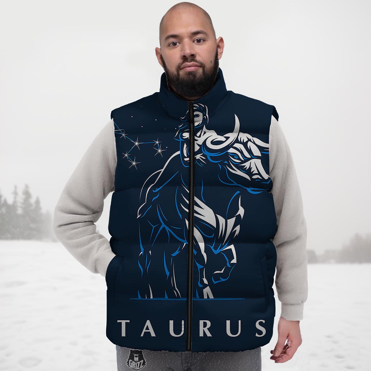 Taurus Constellation Sign Print Down Vest