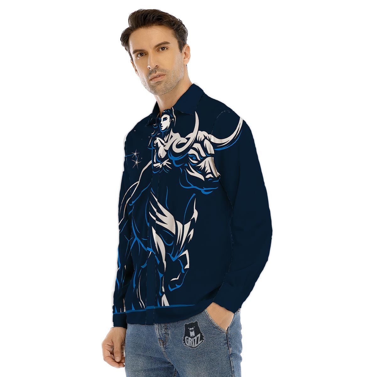 Taurus Constellation Sign Print Men's Dress Shirts-grizzshop