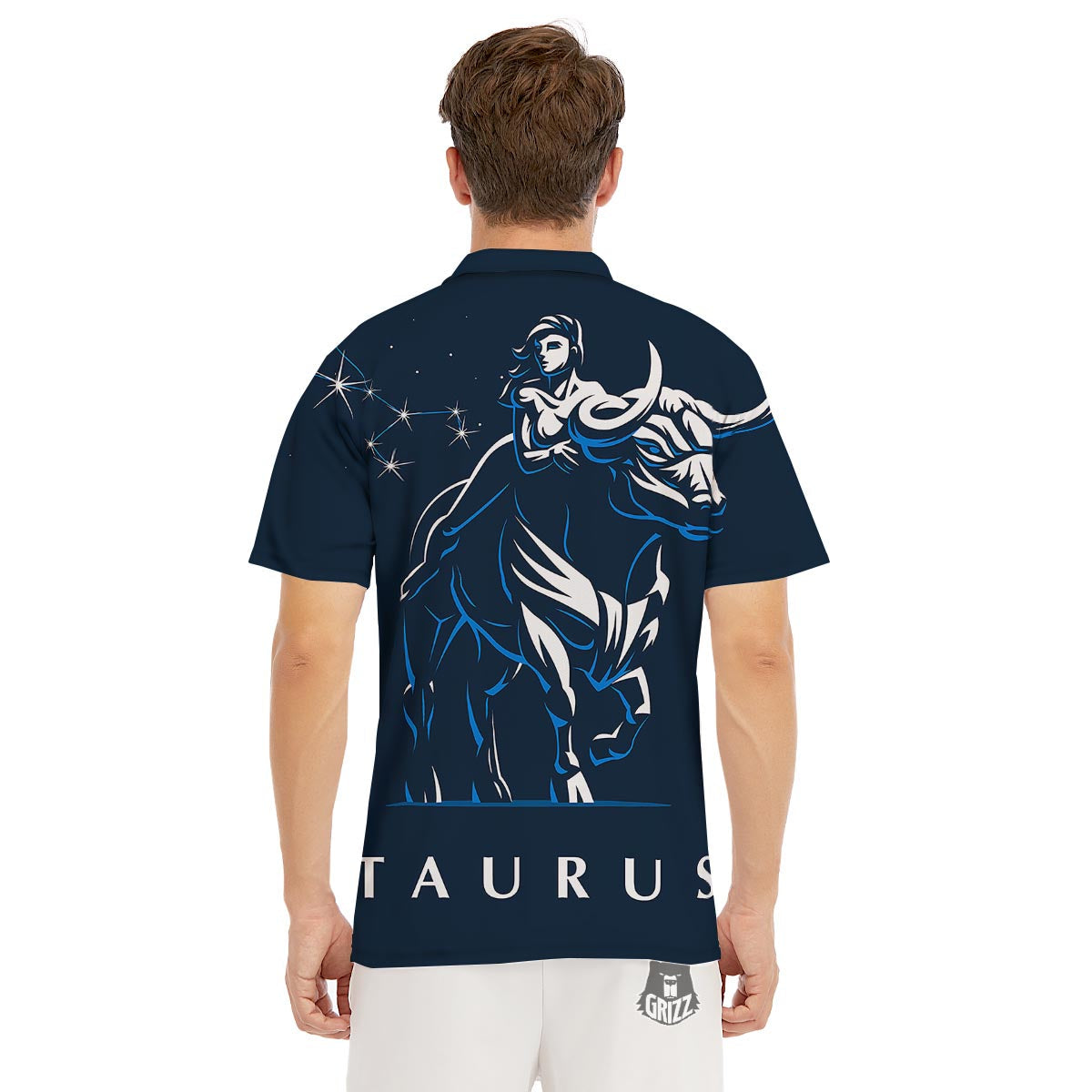 Taurus Constellation Sign Print Men's Golf Shirts-grizzshop