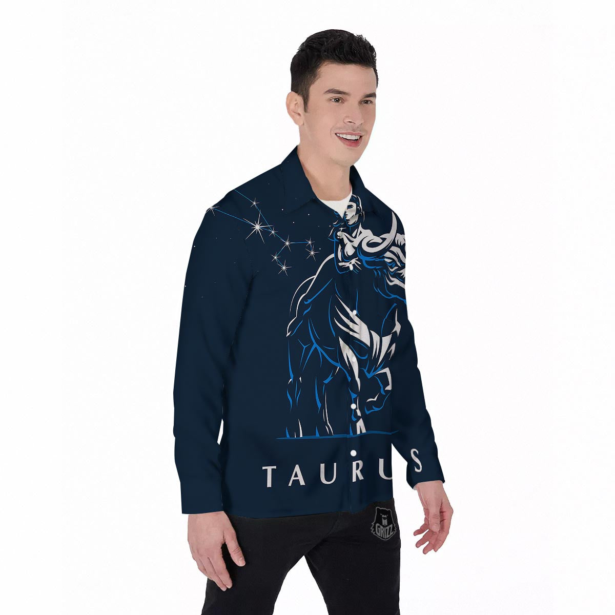 Taurus Constellation Sign Print Men's Long Sleeve Shirts-grizzshop